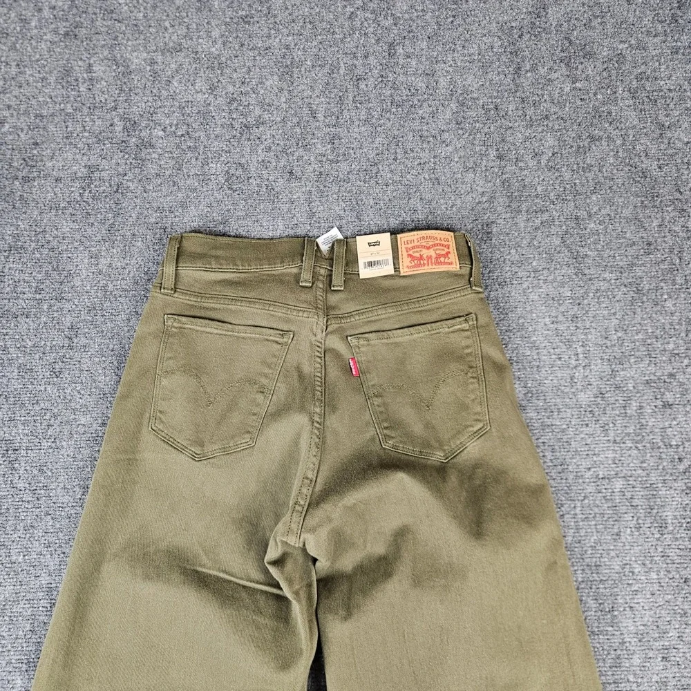 Levis 318 Shaping Wide Leg Pants Olive Green High Rise Stretch 27x32 NEW